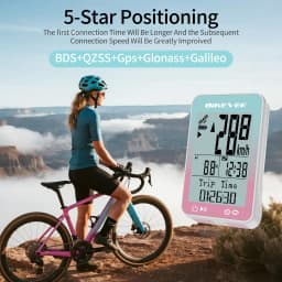 Bikevee Sports Fitness Wireless Bike Speedometer GPS Bicycle Computer 8 Languages IPX7 Waterproof 2.4" LCD Display MPH KM/H with Auto Start/Stop/Backlight Cycling Computer Stopwatch Tracking