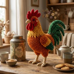 1 Set Complete Rooster Amigurumi - Adult Crochet Handmade Beginner Animal Crochet Kit - Handmade Crochet for Craft Lovers - Crochet Kit for Adults - Crochet Kit Includes Basic English Stitch Instructions - with Step-By-Step PDF Text Tutorial - Creat