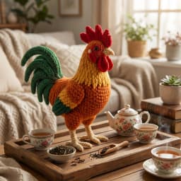 1 Set Complete Rooster Amigurumi - Adult Crochet Handmade Beginner Animal Crochet Kit - Handmade Crochet for Craft Lovers - Crochet Kit for Adults - Crochet Kit Includes Basic English Stitch Instructions - with Step-By-Step PDF Text Tutorial - Creat