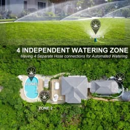 4-Zone Programmable Sprinkler Timer, Automatic Irrigation System with Rain Delay & Manual Watering, Brass Inlet Controller for Garden & Lawn
