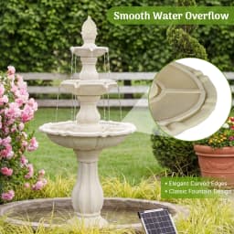 Redlife 50.5" 3-Tier Solar-Powered Outdoor Water Fountain with Pineapple Finial – Resin Cascading Water Feature, Weather-Resistant for Garden, Patio & Backyard Decor, White