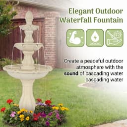Redlife 50.5" 3-Tier Solar-Powered Outdoor Water Fountain with Pineapple Finial – Resin Cascading Water Feature, Weather-Resistant for Garden, Patio & Backyard Decor, White