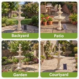 Redlife 50.5" 3-Tier Solar-Powered Outdoor Water Fountain with Pineapple Finial – Resin Cascading Water Feature, Weather-Resistant for Garden, Patio & Backyard Decor, White