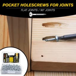 VKKM #8X1" Pocket Hole Screws, Robertson Square Drive Truss Head Coarse Thread Wood Screws, 300PCS with 150mm Square Drive Bit, Self Tapping Wood Fastener for Furniture Cabinet Woodworking