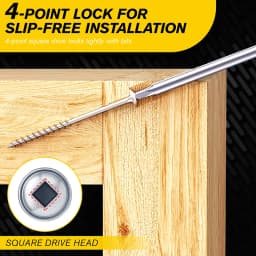 VKKM #8X1" Pocket Hole Screws, Robertson Square Drive Truss Head Coarse Thread Wood Screws, 300PCS with 150mm Square Drive Bit, Self Tapping Wood Fastener for Furniture Cabinet Woodworking