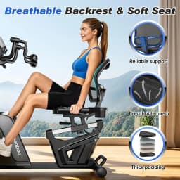 Pooboo Recumbent Exercise Stationary Bikes for Home with Arm Exerciser, Magnetic Recumbent Bike with Ergonomic Backrest&Comfortable Seat, Smart APP, Pulse Sensor, 400LBS Weight Capacity