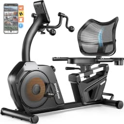 Pooboo Recumbent Exercise Stationary Bikes for Home with Arm Exerciser, Magnetic Recumbent Bike with Ergonomic Backrest&Comfortable Seat, Smart APP, Pulse Sensor, 400LBS Weight Capacity