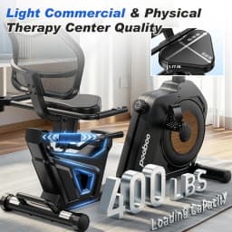 Pooboo Recumbent Exercise Stationary Bikes for Home with Arm Exerciser, Magnetic Recumbent Bike with Ergonomic Backrest&Comfortable Seat, Smart APP, Pulse Sensor, 400LBS Weight Capacity