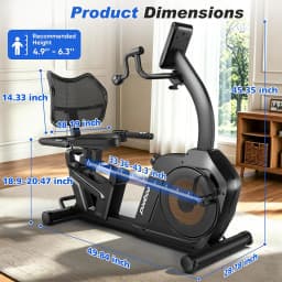 Pooboo Recumbent Exercise Stationary Bikes for Home with Arm Exerciser, Magnetic Recumbent Bike with Ergonomic Backrest&Comfortable Seat, Smart APP, Pulse Sensor, 400LBS Weight Capacity