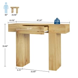 47" Long Console Table with Drawer,Narrow Entryway Table,Charcoal | Wood Rectangular Sofa Table Behind The Couch,TV Stand,Farmhouse Entry Way Tables for Entrance,Hallway,Foyer,Living Room