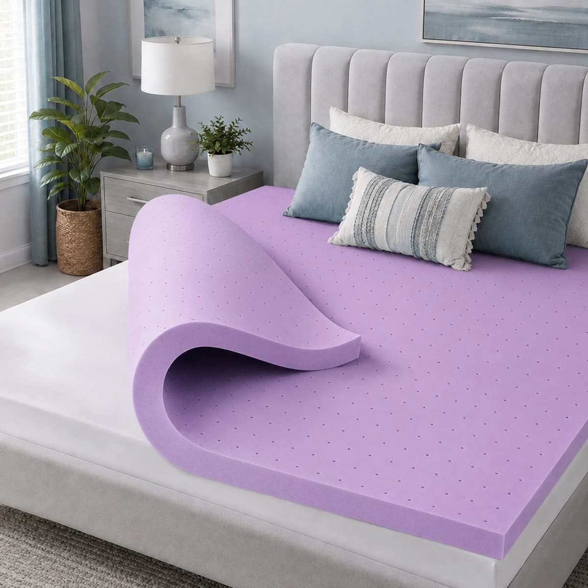 MCQ 1.5 Inch Memory Foam Mattress Topper Full Size Gel Breathable Cooling Mattress Soft Bed Topper For Home Bedroom Furniture 