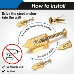 VKKM 480Pcs Heavy Duty Drywall Anchors & Wood Screws Assortment Kit, Self Tapping Fastener Set with Storage Box & T25 Bit for Wall Furniture Installation