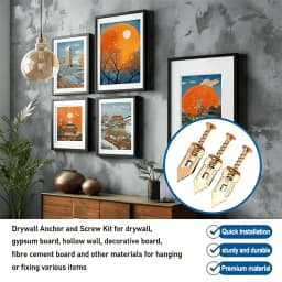 VKKM 480Pcs Heavy Duty Drywall Anchors & Wood Screws Assortment Kit, Self Tapping Fastener Set with Storage Box & T25 Bit for Wall Furniture Installation