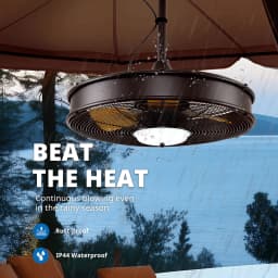 Orison 22'' Outdoor Ceiling Fans with Lights, Wet Rated Gazebo Fan with Remote, Plug in Hanging Fan for Patio Waterproof, App Controll