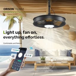 Orison 22'' Outdoor Ceiling Fans with Lights, Wet Rated Gazebo Fan with Remote, Plug in Hanging Fan for Patio Waterproof, App Controll