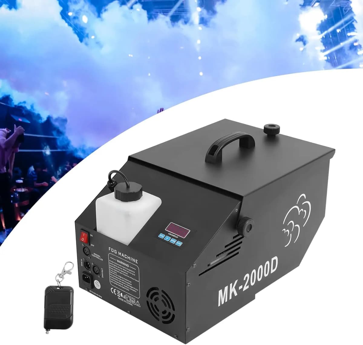 Low-Lying Fog Machine, 110V 1200W Smoke Machine Stage Fogger with LCD Display, 5000 CFM Portable Fog Machine with Remote Control