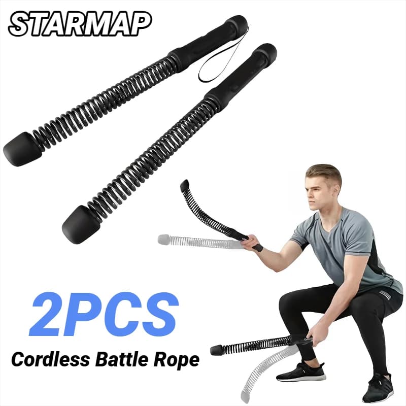 Portable Quiet Weighted Cordless Battle Ropes Space Saving Ropeless Fitness Equipment For Full Body Training Home Indoor Outdoor Workout Use