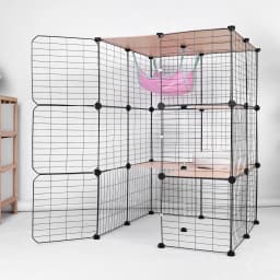 3-Tier Indoor Cat Enclosures & Hammock and Bed Cat Wire Kennel Crate Kitten Playpen Cage Large Exercise Place Ideal for 1-3Cats