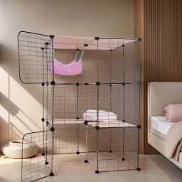 3-Tier Indoor Cat Enclosures & Hammock and Bed Cat Wire Kennel Crate Kitten Playpen Cage Large Exercise Place Ideal for 1-3Cats