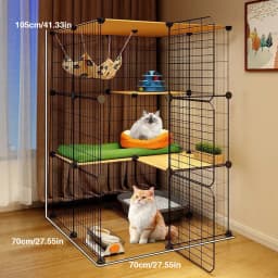 3-Tier Indoor Cat Enclosures & Hammock and Bed Cat Wire Kennel Crate Kitten Playpen Cage Large Exercise Place Ideal for 1-3Cats