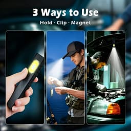 2-Pack Portable Magnetic Flashlights, 5 Lighting Modes, Hook And Magnetic Hands-Free Design, Compact, USB Rechargeable. Perfect for Camping, Hiking, Night And Emergency Use, Ideal Gift, Without Battery