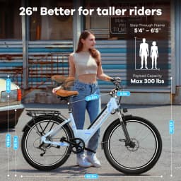 Cybervelo EK2 1000W Peak Electric Bike for Adults 26" 7-Speed Removable Battery Ebike Up to 80 Miles Range Commuter Electric Bicycle for Beach Snow Men Women