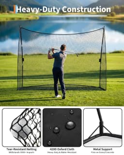 10x7FT Golf Practice Net, Portable Golf Hitting Training Net with Iron Frame & Carry Bag, Indoor Outdoor Backyard Driving Chipping Golf Training Net Basic Model