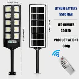 Outdoor High Brightness Solar Security Light, Motion Sensor Auto On, Design, Multiple Sizes, Cordless Solar Lighting for Street, Garden, Garage & Parking Lot, Suitable for Gifting
