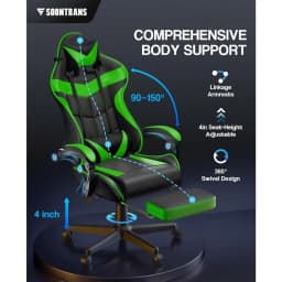 Ergonomic Gaming Chair with Footrest and Lumbar Support