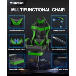 Ergonomic Gaming Chair with Footrest and Lumbar Support