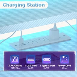 MCQ 52 Inch to 59 Inch Standing Office Computer Desk With USB Charging Ports Ergonomic Storage Shelves Gaming Desk With LED Lights Reversible Computer Desk with Drawers For Home Office Small Space
