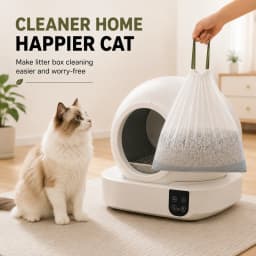 Automatic Cat Litter Box Liners 60PCS Drawstring Waste Bags Fit Most Self-Cleaning Litter Boxes 26" × 18" (66 × 45 cm)