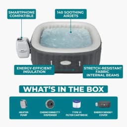 Bestway SaluSpa Hot Springs Inflatable Spa for 4-6 People, 140 AirJets, EnergySense Thermal Insulation, Smart WiFi App Control