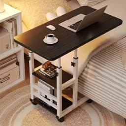 Adjustable Height Mobile Laptop Desk; Mobile Side Table; C-Shaped Table; Double Layer Storage Rack; Suitable for Families, Dormitories, and Offices; Perfect Gift, Bedroom Furniture, Home Office Desk, Modern Furniture, Compact Workstation, Laptop Workstati
