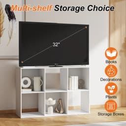 MCQ 6 Storage Organizer Shelf Bookcase Wooden Display Storage Bookcase with 3 Removable Back Panels for Living Room Home Office