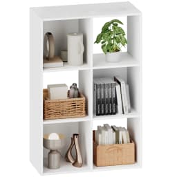 MCQ 6 Storage Organizer Shelf Bookcase Wooden Display Storage Bookcase with 3 Removable Back Panels for Living Room Home Office