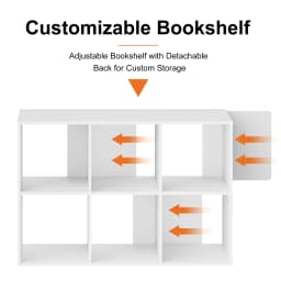 MCQ 6 Storage Organizer Shelf Bookcase Wooden Display Storage Bookcase with 3 Removable Back Panels for Living Room Home Office