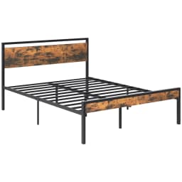 JHK 14 Inch Metal Bed Frame with Wood Headboard Heavy-duty Metal Platform With 1200lbs Capacity No Box Spring Needed Noise-free and Easy Assembly Design