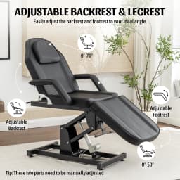 Electric Height Adjustable Massage Table 3-Section Folding,Professional Electric Lift Treatment Bed with Reclining Backrest & Headrest,Sturdy Steel Frame Beauty Treatment Couch, Beauty Spa Lash Bed for Eyelash Extensions Salon Equipment Barber Chair Salo
