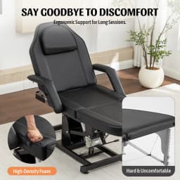 Electric Height Adjustable Massage Table 3-Section Folding,Professional Electric Lift Treatment Bed with Reclining Backrest & Headrest,Sturdy Steel Frame Beauty Treatment Couch, Beauty Spa Lash Bed for Eyelash Extensions Salon Equipment Barber Chair Salo