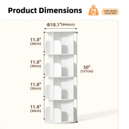 JHK 3-4 Tier Rotating Storage Bookshelf 360° Display Revolving Bookcase Freestanding Vertical Corner Book Shelf for Bedroom Living Room