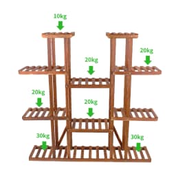 Large 11 Tiered Wood Plant Stand Carbonized High Widen Pot Shelf Holder Flower Shop Office Garden Indoor Outdoor