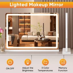 MCQ Full Length Mirror LED Vanity Mirror with Lights Makeup Dimmable 3 Color Modes with Memory Function USB Charging Port for Home 