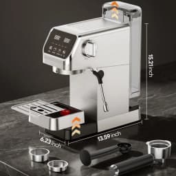 20 Bar Espresso Maker with Milk Frother and Touchscreen 1400W Fast Heat Coffee Machine for Latte Cappuccino Compact Stainless Steel for Home Office Easy to Use