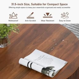 31.5" Round Coee Table with Storage, Century ern Coee Tables with luted Base, Wooden Circle Accent Center Table or Living Room S