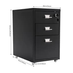 Lockable Under Desk Metal Filing Cabinet Rectangular Minimalist Frame Curved Pull Handle Label Card Slot Detachable Rolling Base Home Business Stationery Sorting Storage Chest