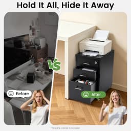 Lockable Under Desk Metal Filing Cabinet Rectangular Minimalist Frame Curved Pull Handle Label Card Slot Detachable Rolling Base Home Business Stationery Sorting Storage Chest