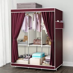 65" Portable Wardrobe Closet with Shelves & Hanging Rod, Large Capacity Cloth Storage Cabinet with Zipper Cover, Dustproof Non-Woven Fabric Organizer for Bedroom Dorm Apartment, Easy Assembly