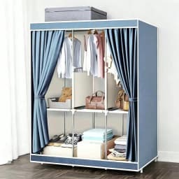 65" Portable Wardrobe Closet with Shelves & Hanging Rod, Large Capacity Cloth Storage Cabinet with Zipper Cover, Dustproof Non-Woven Fabric Organizer for Bedroom Dorm Apartment, Easy Assembly