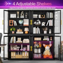 34" Display Cabinet with Glass Do, 4-Tier Curio Cabinet with Many Color Lights or Collectibles, Glass Display Case, Bookcase wit